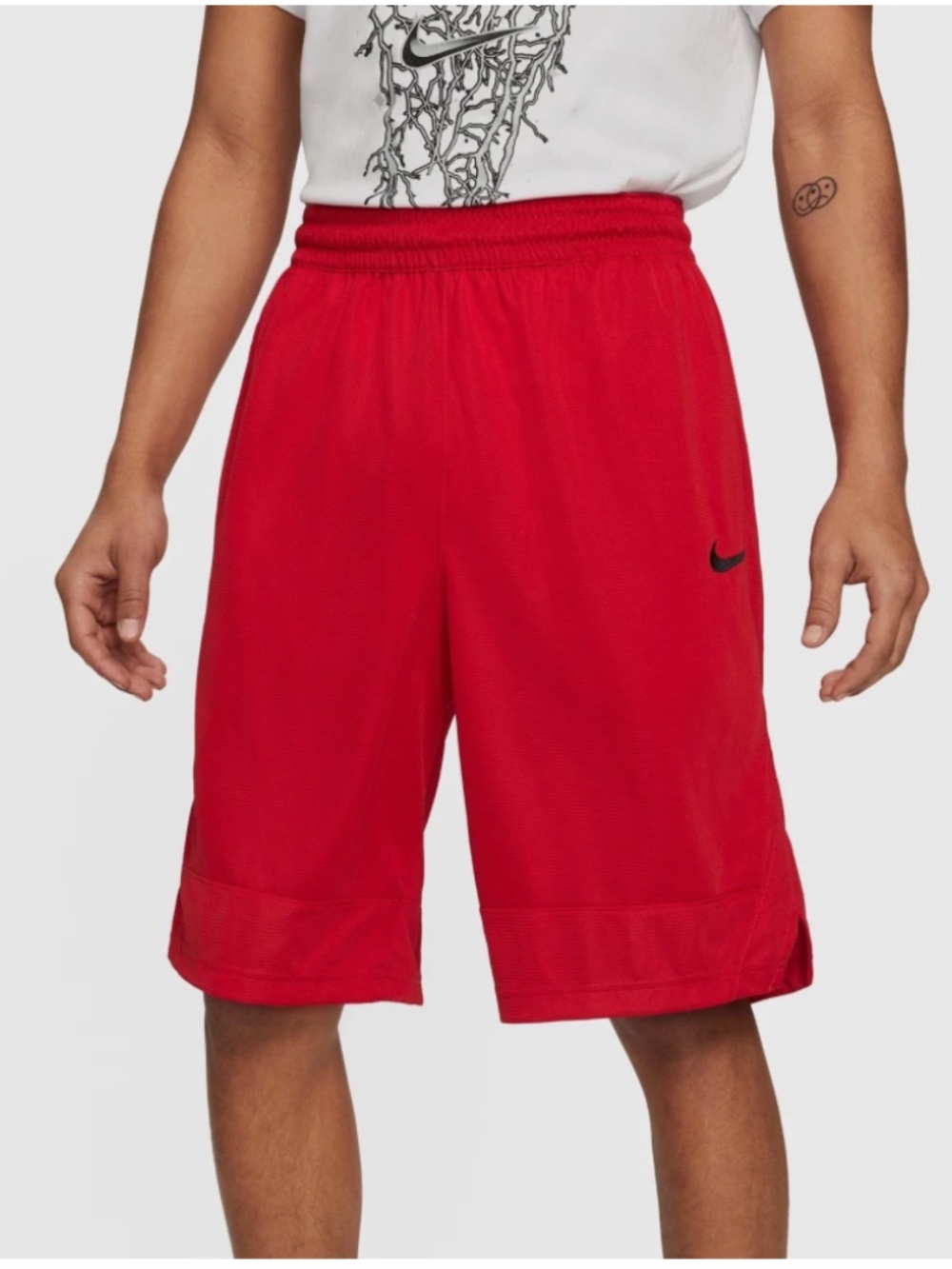 NEW Nike Icon Dri-Fit University Red Basketball Shorts with Black Swoosh Size Lg